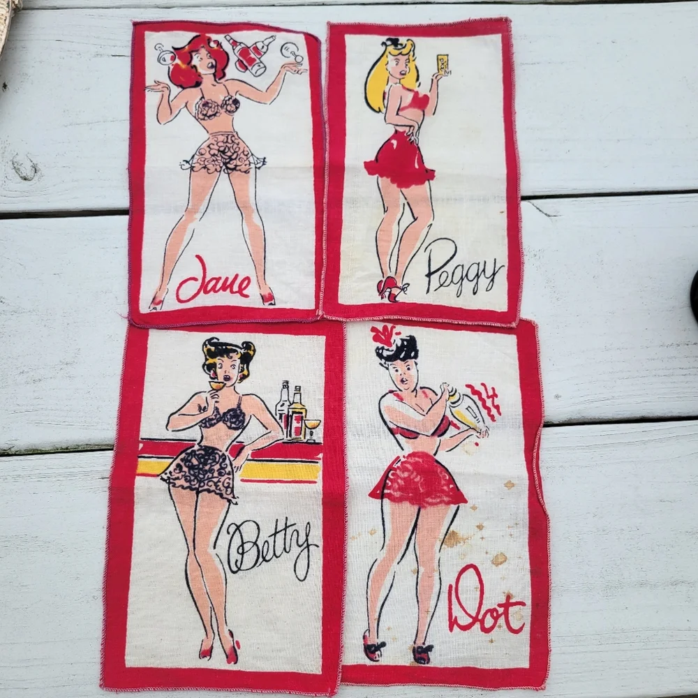 Vintage Pin-Up Girl Cocktail Napkins by Dewan 